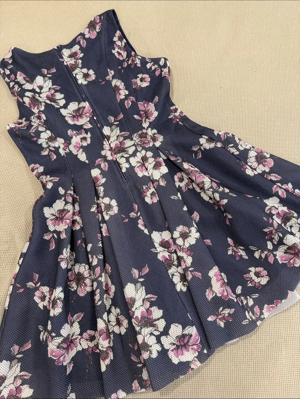 torrid Navy Floral Fit-and-Flare Dress with Pink and White Blooms - Picture 5 of 7